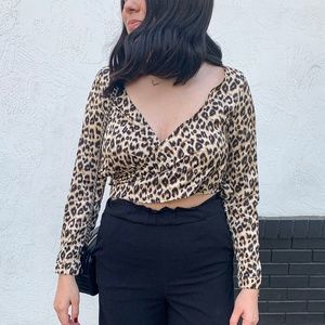 Animal Print Leopard Wrap Top